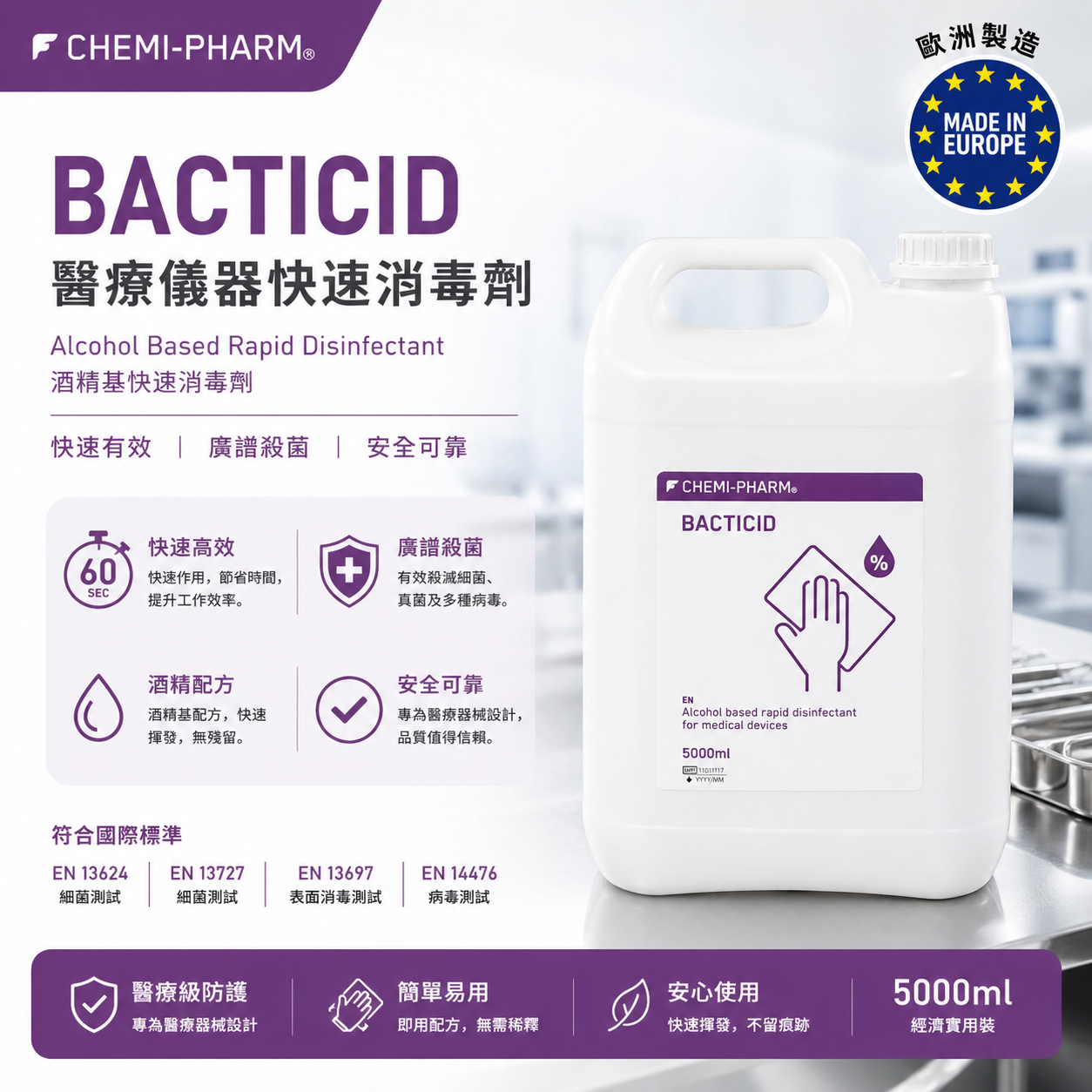 Bacticid 醫療級快速表面消毒劑