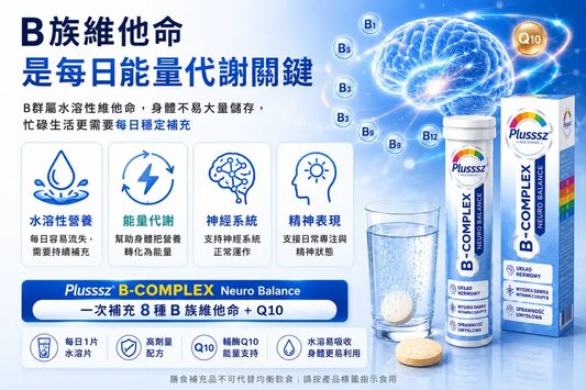 PLUSSSZ Neuro Balance 維他命B群水溶片 橙子水蜜桃味 20片裝產品資料圖 2