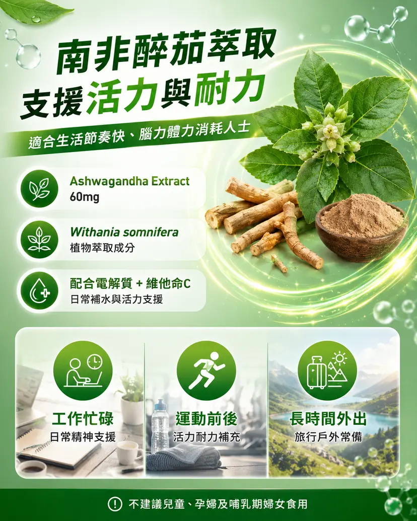 PLUSSSZ 電解質+Ashwagandha Complex 水溶片 蘋果薄荷味 24片裝產品資料圖 4
