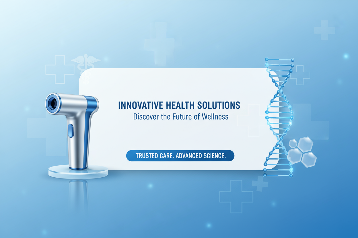 帮我做几张医疗保健品的主图,干净大气,我可以在上面添加文字,色调偏蓝