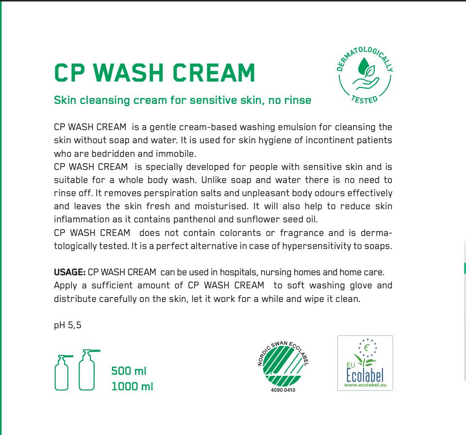 CP Wash Cream 溫和潔膚乳霜 500ml|免沖洗潔膚|敏感肌適用