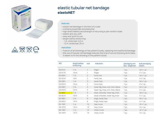 elastoNET 彈性管狀固定網(1米|6號)頭部肩部與膝蓋專用|管狀繃帶彈性網|歐洲製造|無膠貼敷料固定用品