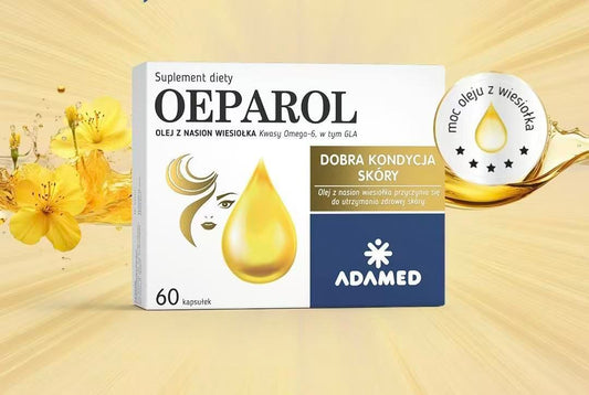 OEPAROL 月見草籽油膠囊 60粒裝・歐洲製造・天然月見草籽油精華・含GLAγ-次亞麻油酸與Omega-6脂肪酸・有助維持皮膚健康・支持頭髮與指甲營養・女性每日護膚營養補・平行進口