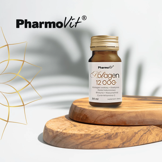 Pharmovit 膠原蛋白 12000 Max 液態飲|歐洲製造・高濃度水解膠原蛋白・添加維他命C、鋅與玻尿酸・促進膚質緊緻與頭髮指甲健康・每日1瓶維持自然彈性|平行進口|31-10-2026