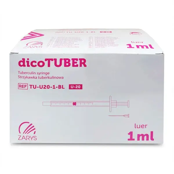 dicoTUBER 1ml Tuberculin Syringe with Needle | 0.01ml Graduation | EO Sterile | 100 Pack