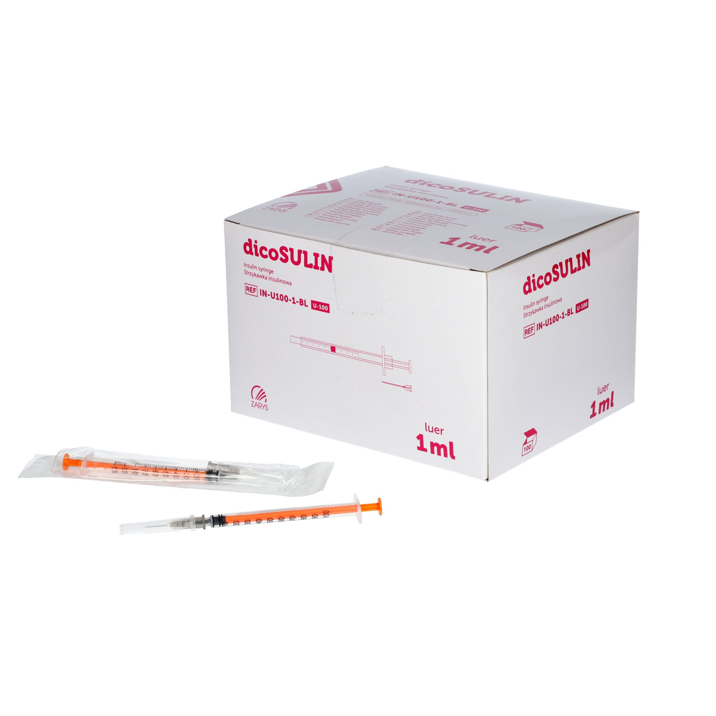 ZARYS dispoSULIN 胰島素注射器 1ml | 0.4mm x 13mm | 醫療級一次性注射器 | 波蘭製