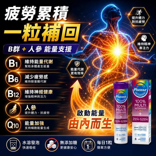 PLUSSSZ 人參B族維生素水溶片 20粒