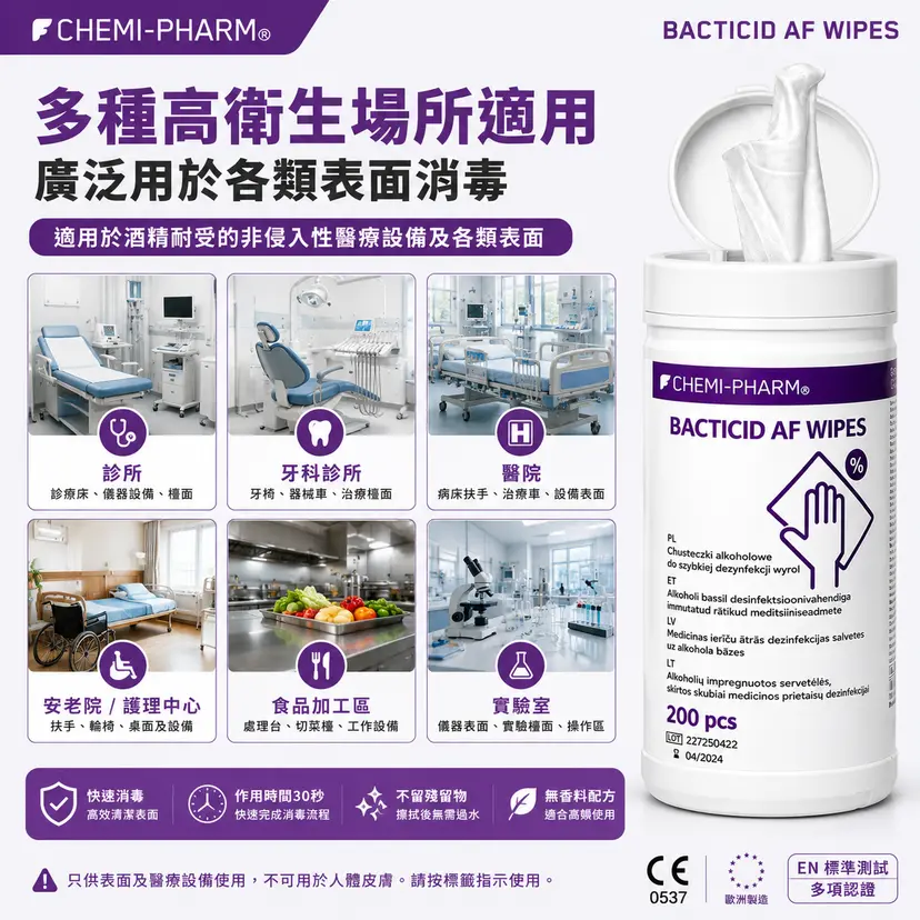 BACTICID AF 酒精消毒濕紙巾｜200片裝