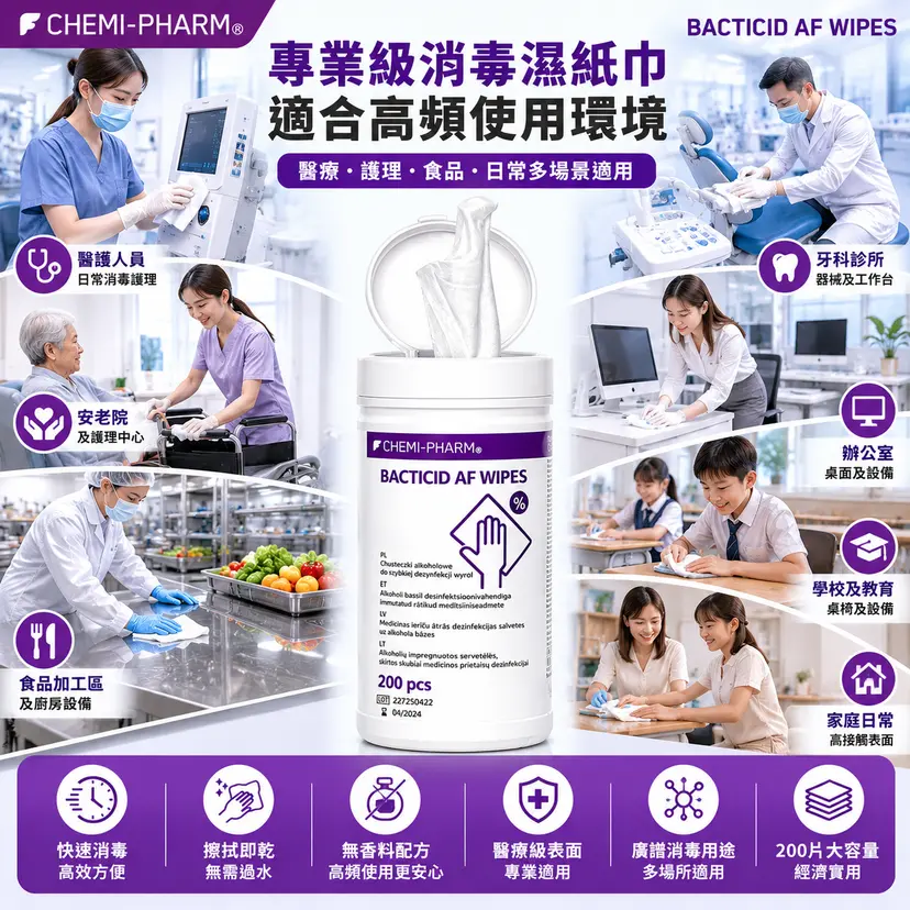 BACTICID AF 酒精消毒濕紙巾｜200片裝