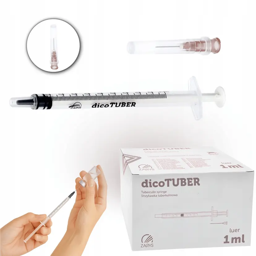 dicoTUBER 1ml Tuberculin Syringe with Needle | 0.01ml Graduation | EO Sterile | 100 Pack
