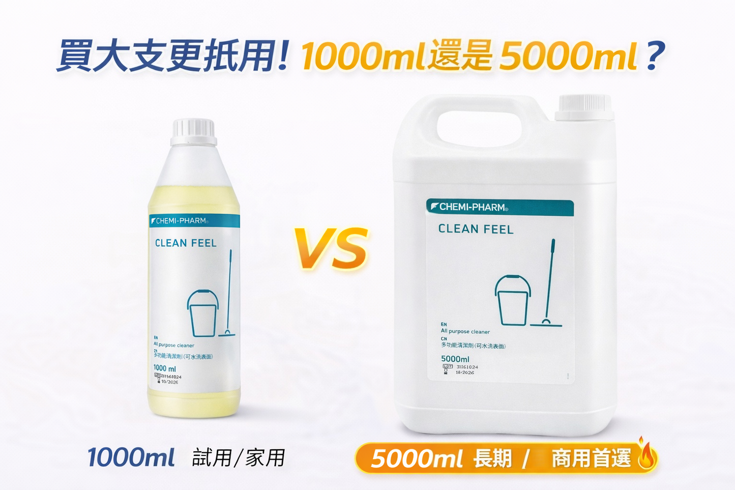 Clean Feel 萬用強效清潔劑 1000ml｜廚房油污・浴室污垢一支搞掂｜柑橘香・安全不傷表面｜家居必備清潔神器