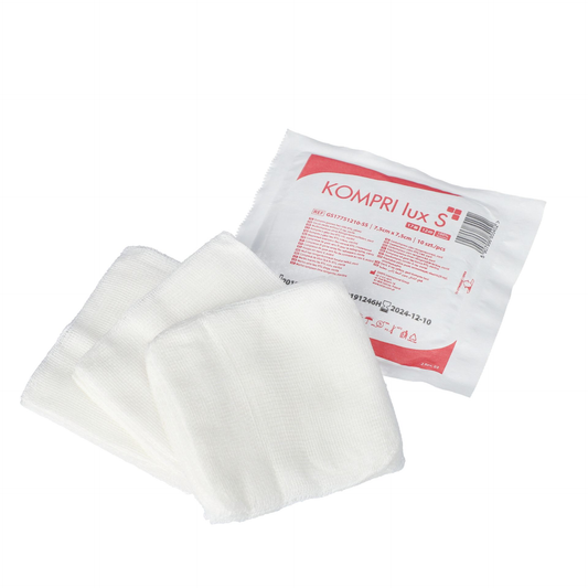 KOMPRI lux S Sterile Gauze Swabs 7.5×7.5cm | 10pcs x 5 Packs