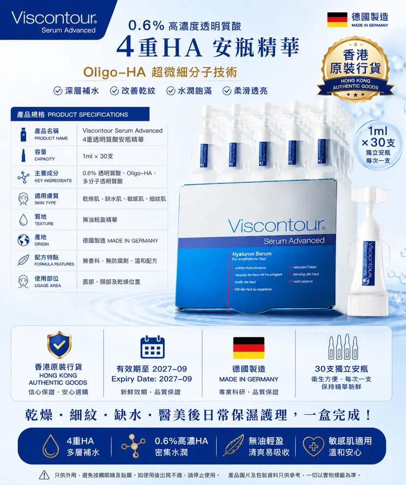 Viscontour 0.6%透明質酸安瓶精華｜30支