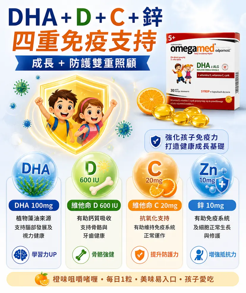 Omegamed Kids DHA Immune Formula | 30 Capsules