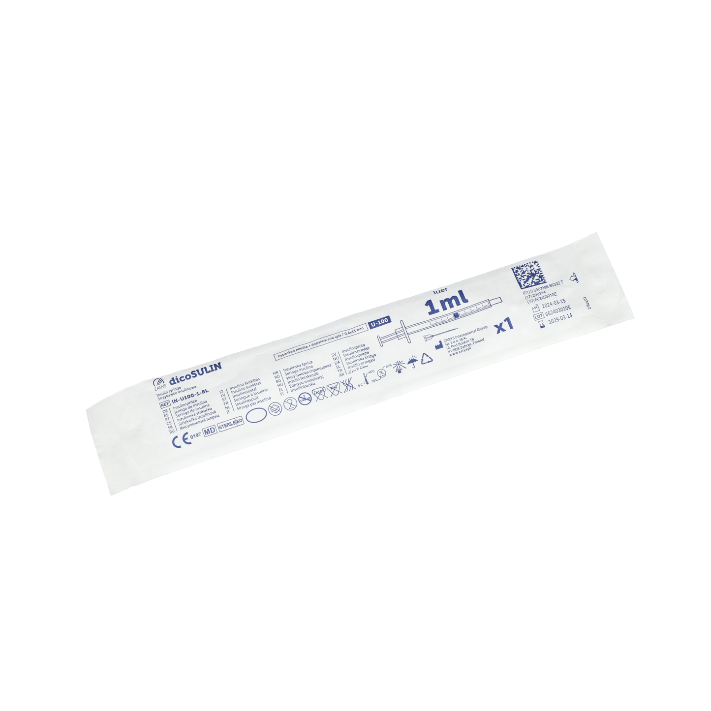 ZARYS dispoSULIN 胰島素注射器 1ml | 0.4mm x 13mm | 醫療級一次性注射器 | 波蘭製