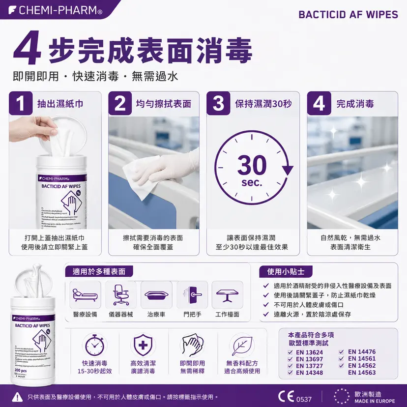 BACTICID AF 酒精消毒濕紙巾｜200片裝