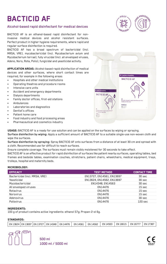 Bacticid 醫療級快速表面消毒劑 5000ml|乙醇基高效殺菌|30秒消毒|無需擦拭|醫療機構與家庭共用首選#乙醇消毒劑|快速消毒噴霧|表面殺菌液|醫療級消毒液|酒精噴霧無殘留消毒劑|抗病毒消毒