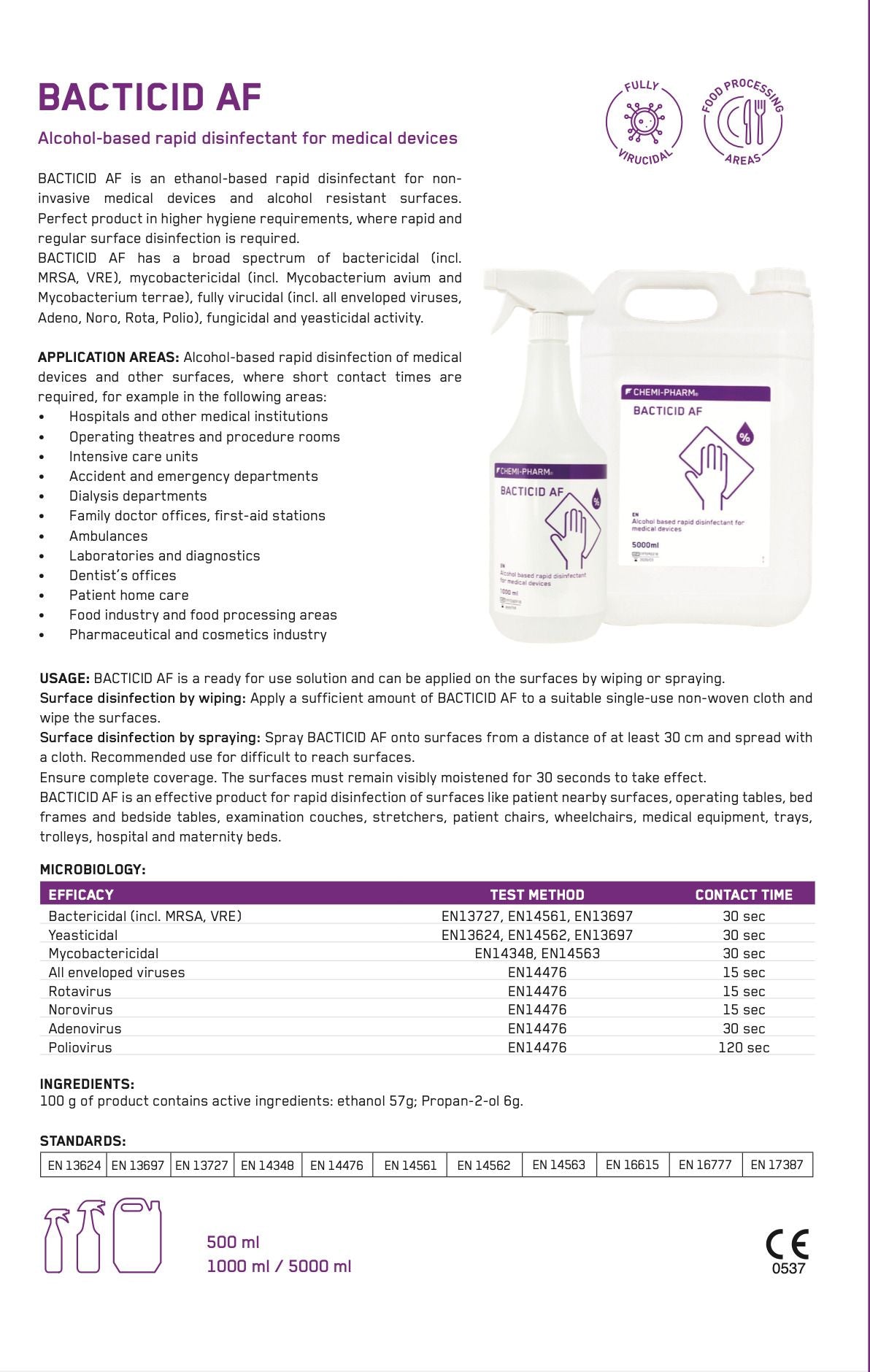 Bacticid 醫療級快速表面消毒劑 5000ml｜乙醇基高效殺菌｜30秒消毒｜無需擦拭｜醫療機構與家庭共用首選#乙醇消毒劑｜快速消毒噴霧｜表面殺菌液｜醫療級消毒液｜酒精噴霧無殘留消毒劑｜抗病毒消毒
