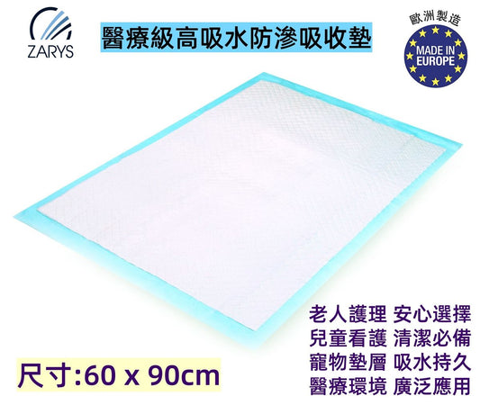 【醫療級｜高吸水防滲吸收墊】BETATex 高吸水吸收墊 60×90cm｜超強鎖水芯層｜防滲底膜｜單次使用｜非滅菌｜床褥保護／長者護理／醫療看護