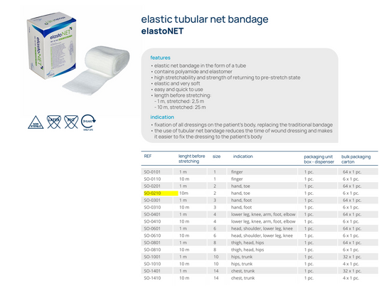 elastoNET 彈性固定網繃帶（10米｜2號）手部腳趾專用｜歐盟製造｜管狀敷料固定繃網｜柔軟高彈可剪裁包紮用品
