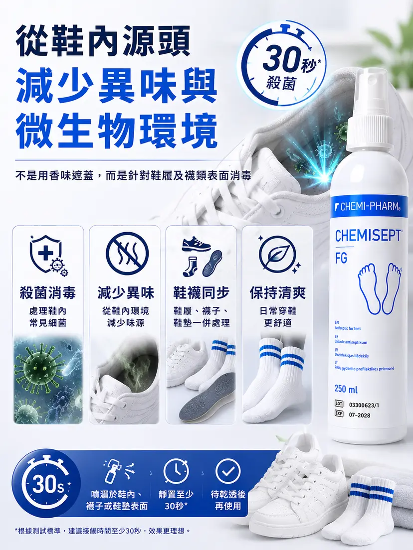 CHEMISEPT FG 鞋履除臭殺菌噴霧｜100ml / 250ml