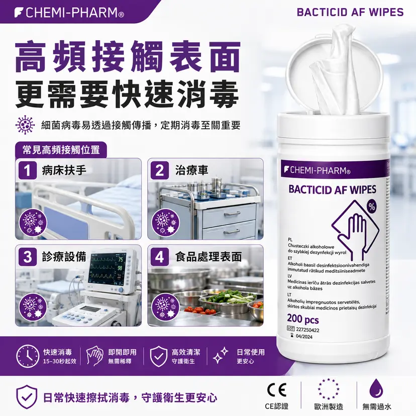BACTICID AF 酒精消毒濕紙巾｜200片裝