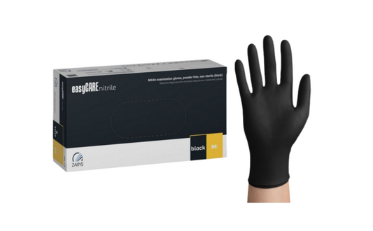 ZARYS Black Nitrile Gloves 100pcs | Grip Powder Free Latex Free (S/M/L)
