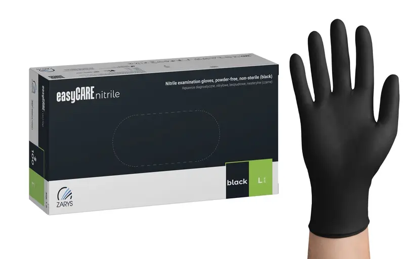 ZARYS Black Nitrile Gloves 100pcs | Grip Powder Free Latex Free (S/M/L)