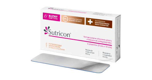 Sutricon® 矽膠疤痕貼｜醫療級疤痕護理貼｜可重用剪裁｜3×10cm｜5片裝
