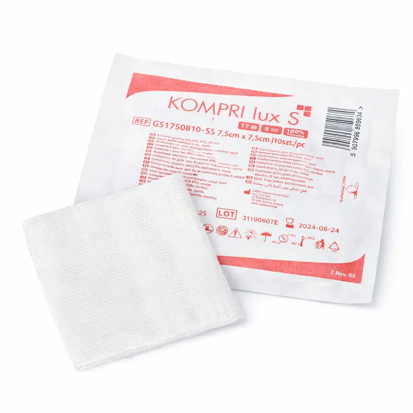 KOMPRI lux S Sterile Gauze Swabs 7.5×7.5cm | 5 Packs