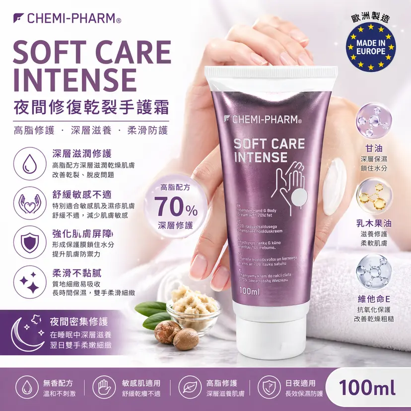 Soft Care Intense 無香修護護手霜｜100ml