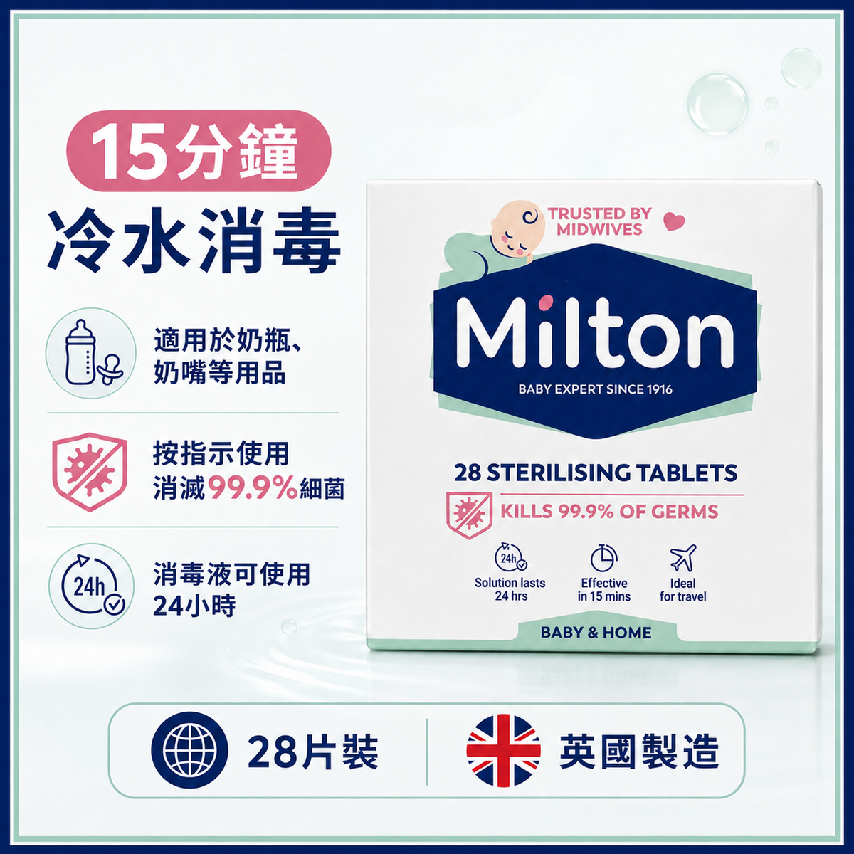 Milton 嬰兒用品冷水消毒片｜28片