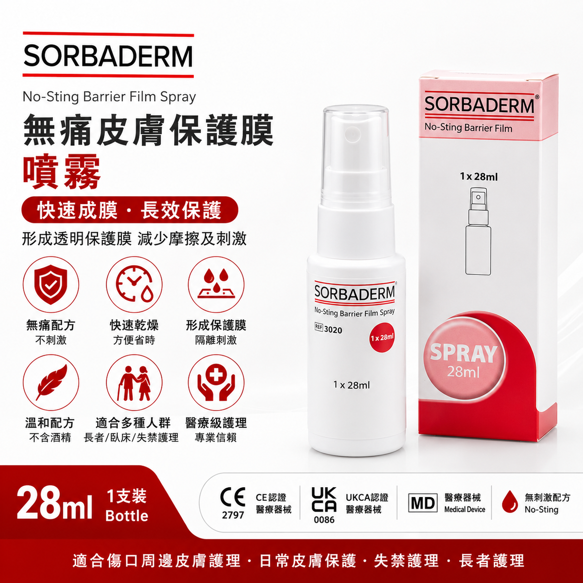 Sorbaderm 無痛皮膚屏障保護膜噴霧｜28ml