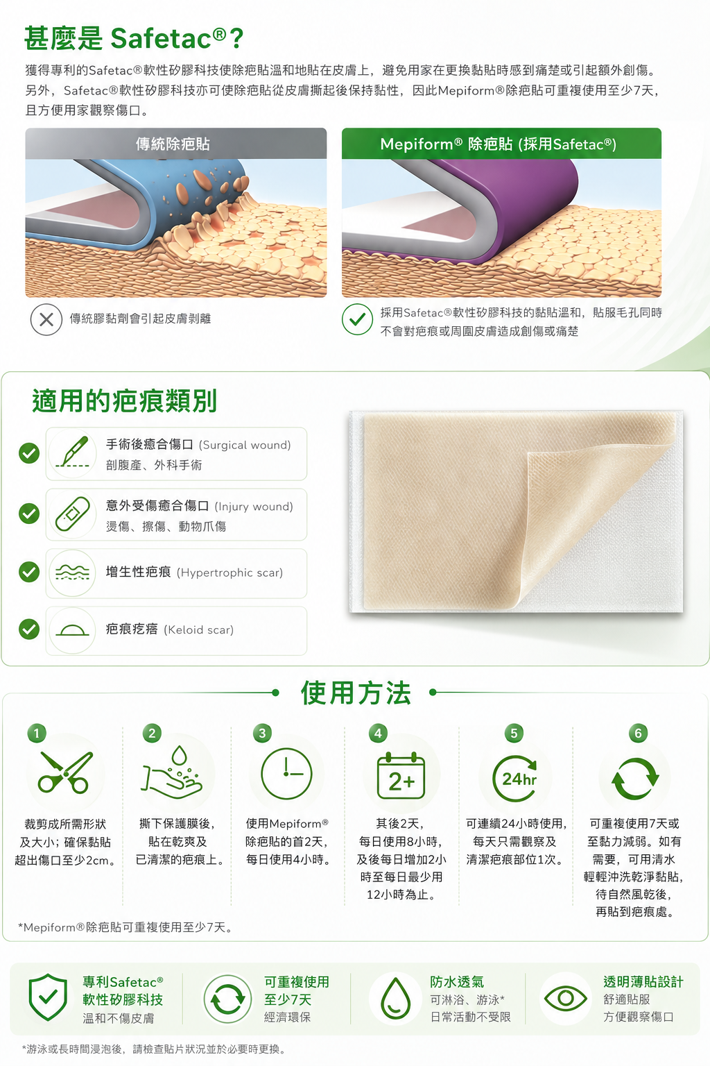Mepiform 美皮護軟矽膠疤痕護理貼 5×7.5cm 2片裝 產品圖片 6